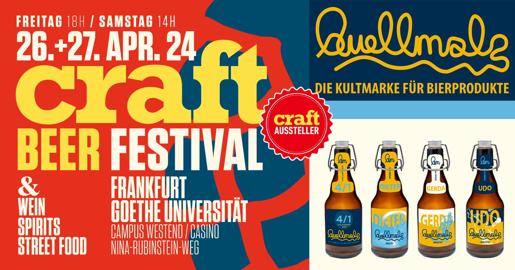 Quellmalz ist mit dem 4/1, DIETER, GERDA, UDO, STEVIE und ROBERT am Craft Beer Festival in Frankfurt